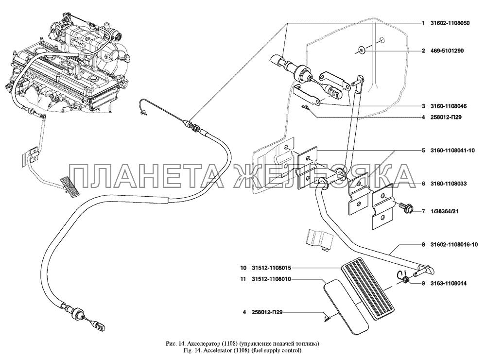 Акселератор  управление подачей топлива UAZ Patriot